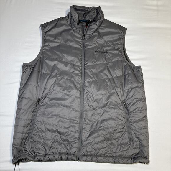 Columbia Omni-Heat Quilted Vest Mens L Gray Lightweight Insulated Full Zip - Picture 1 of 16